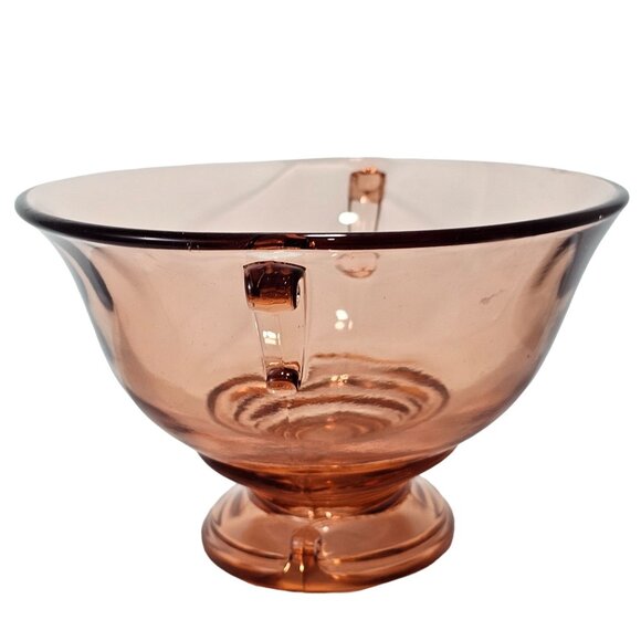 Imperial Glass Double Scroll Pink Bowl 10" vtg oval centerpiece - Picture 2 of 11